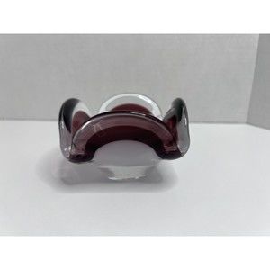 Art Studio Purple Glass Handkerchief Candle Holder Ashtray Paperweight Signed